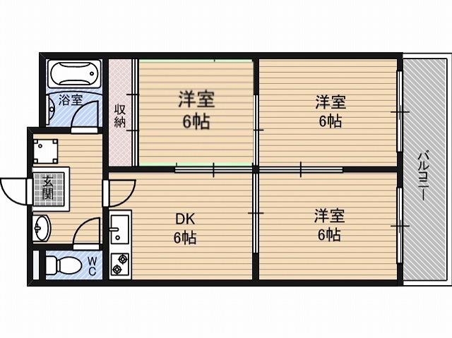ガーデンハイツ藤田(3DK/3階)の間取り写真