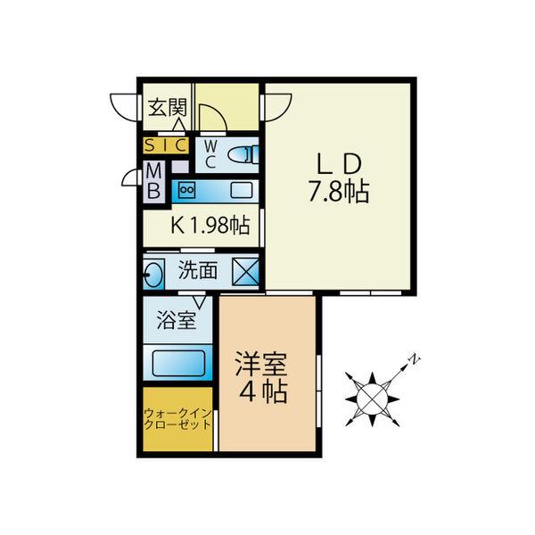 プレドニア南郷(1LDK/4階)の間取り写真