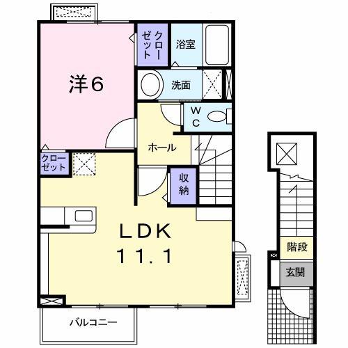 ラフレシール(1LDK/2階)の間取り写真