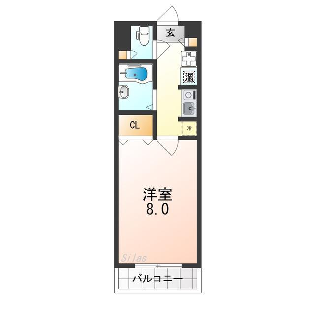 COLLECTION鳳東町(1K/2階)の間取り写真