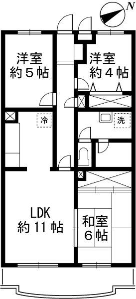 ベルヴィル小金井(3LDK/1階)の間取り写真