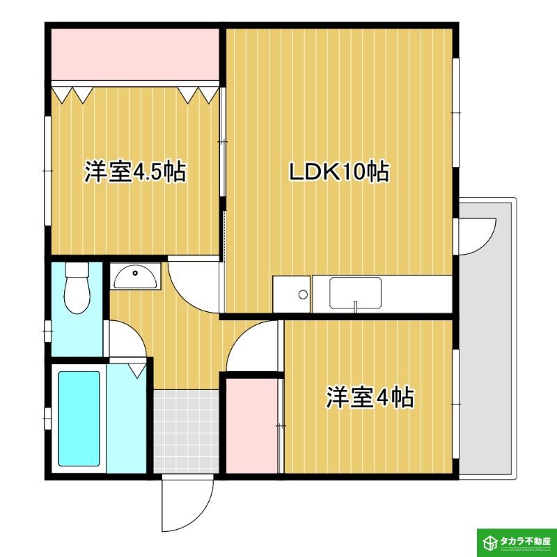 BROROOM明野(2LDK/1階)の間取り写真