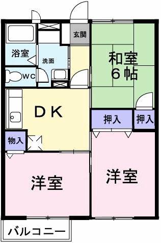 カサヴェルデ吉田II(3DK/2階)の間取り写真