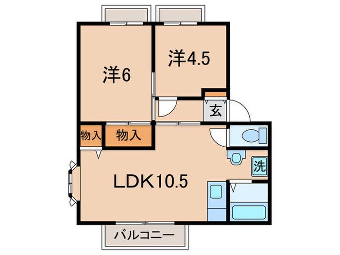 コーポラス光喜A棟(2LDK/1階)の間取り写真