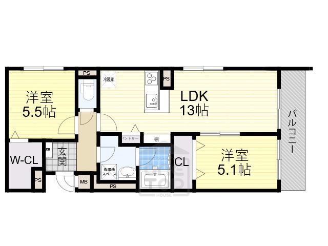 シトランテ千里(2LDK/2階)の間取り写真
