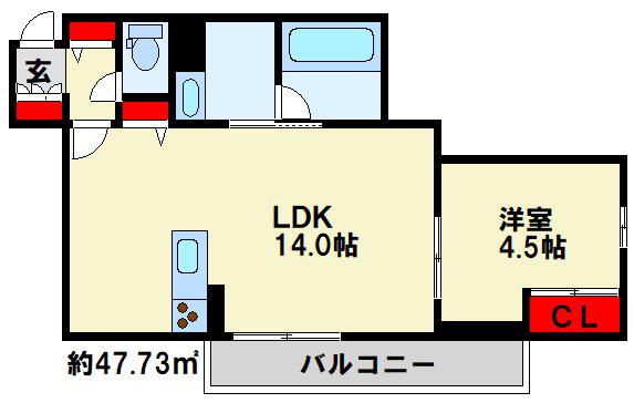 VIVACE日明(1LDK/3階)の間取り写真
