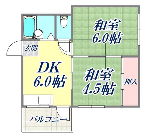 メゾン熊内Ⅴ(2DK/3階)の間取り写真