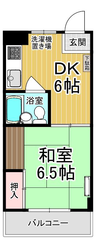 カヌマヒルズ(1DK/3階)の間取り写真