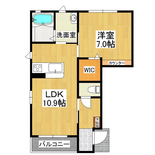 パークコート春日(1LDK/1階)の間取り写真