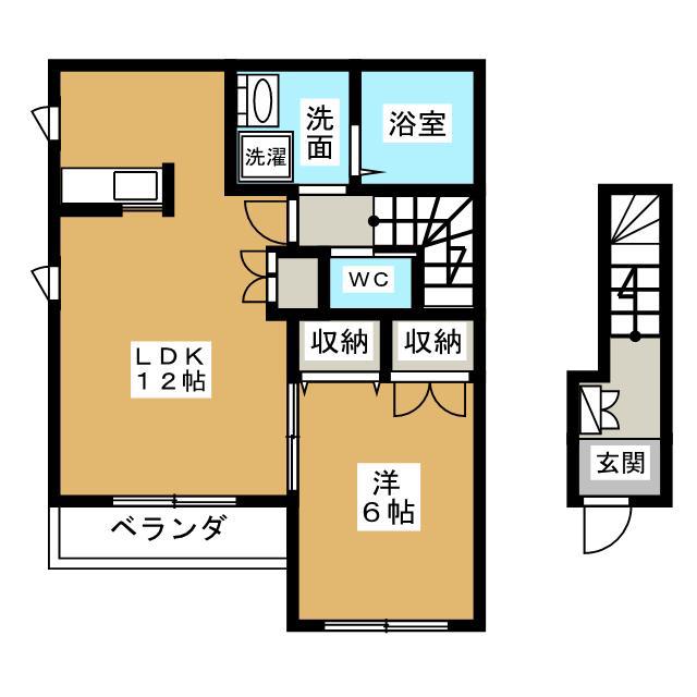 ルミエール E(1LDK/2階)の間取り写真