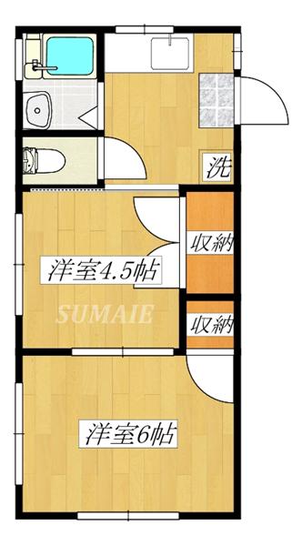 野久慕ハイツ(2K/2階)の間取り写真