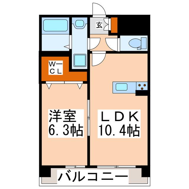 クロノス41新町IV(1LDK/8階)の間取り写真
