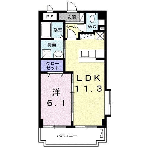 シーサイドパレス馬天(1LDK/3階)の間取り写真