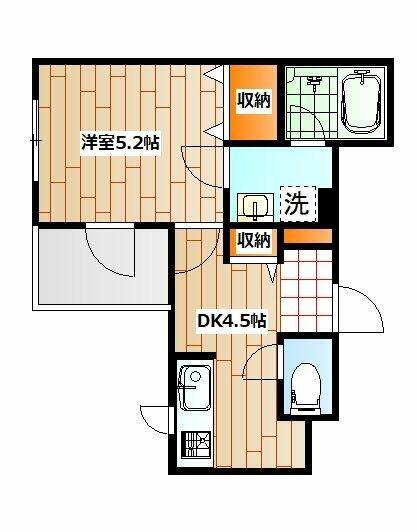 貸マンション 横浜市神奈川区上反町2丁目(1DK/3階)の間取り写真