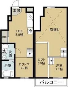 WHITE HILLS イースト(1LDK/1階)の間取り写真