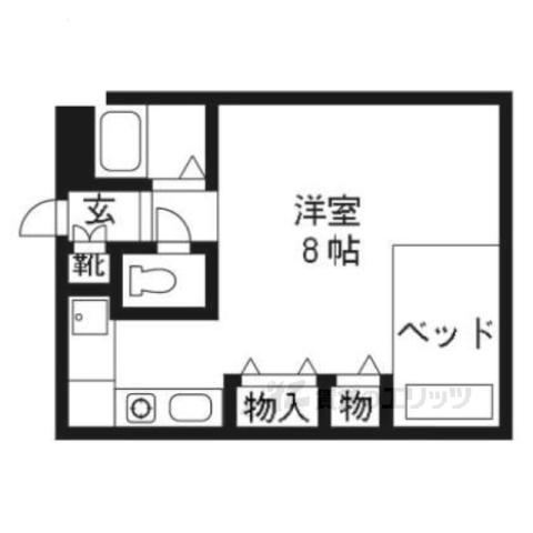 阪急京都線 長岡天神駅 徒歩3分 3階建 築25年(1K/3階)の間取り写真