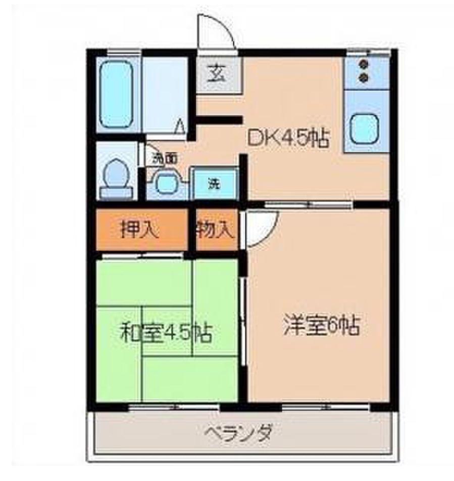 フローラル木花台5棟(2DK/1階)の間取り写真