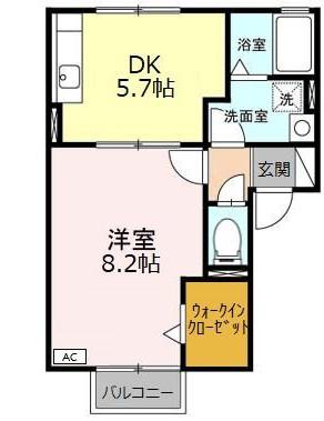 ラ・カーサ アスカII(1DK/2階)の間取り写真