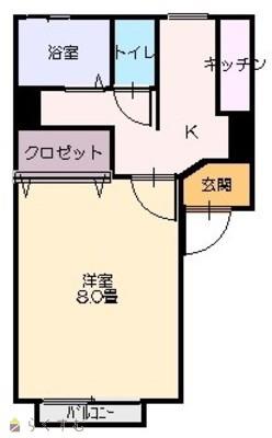 セジュールピュア(1K/2階)の間取り写真