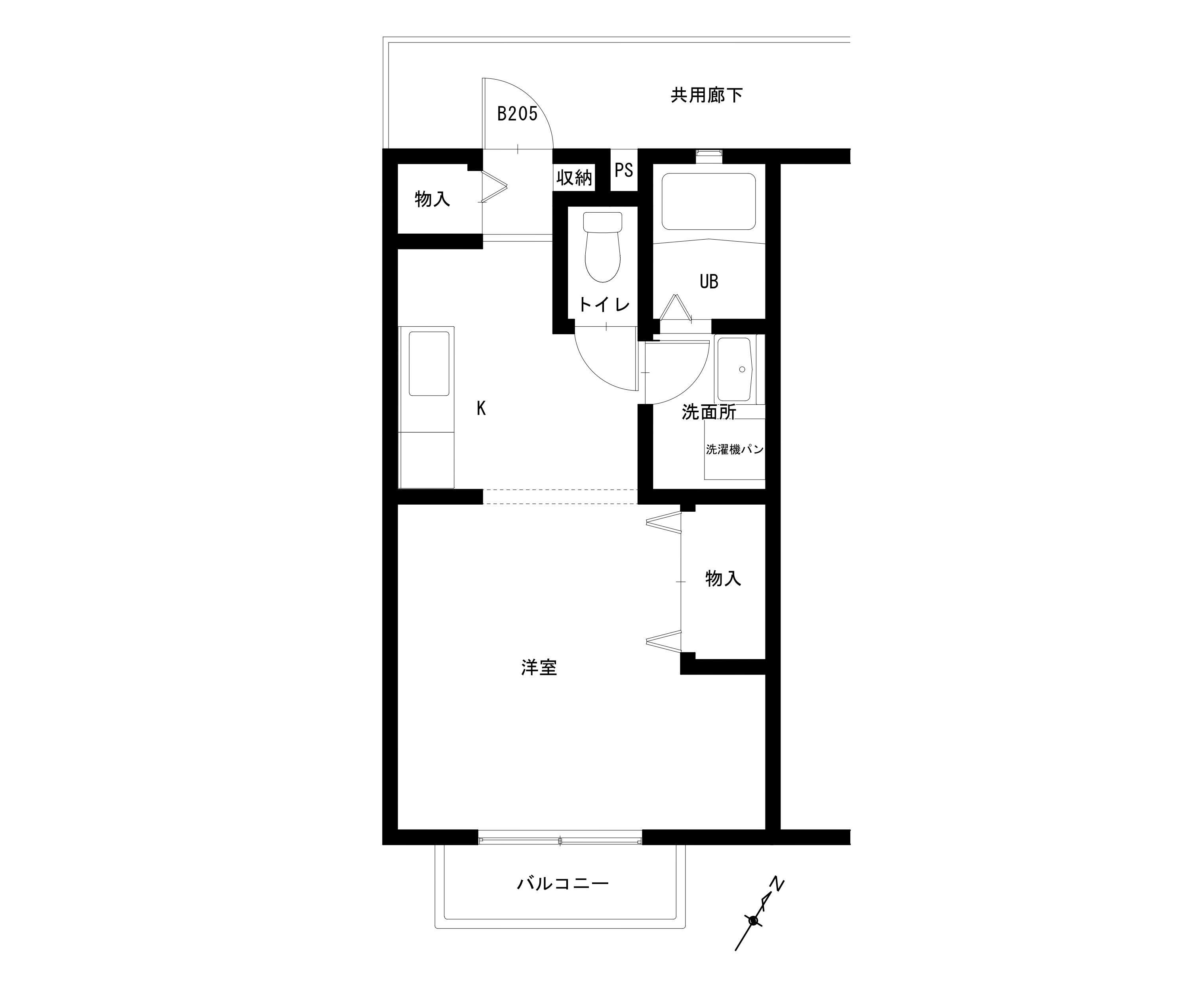 グランディールK(ワンルーム/2階)の間取り写真