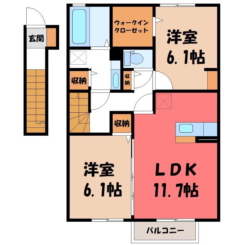 グラン・シリウス(2LDK/2階)の間取り写真