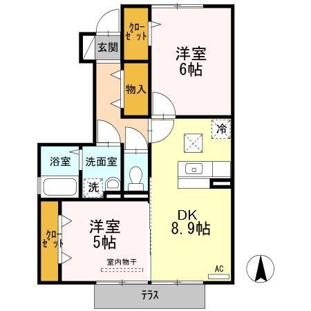 メゾン プレド パルク IIB棟(2DK/1階)の間取り写真