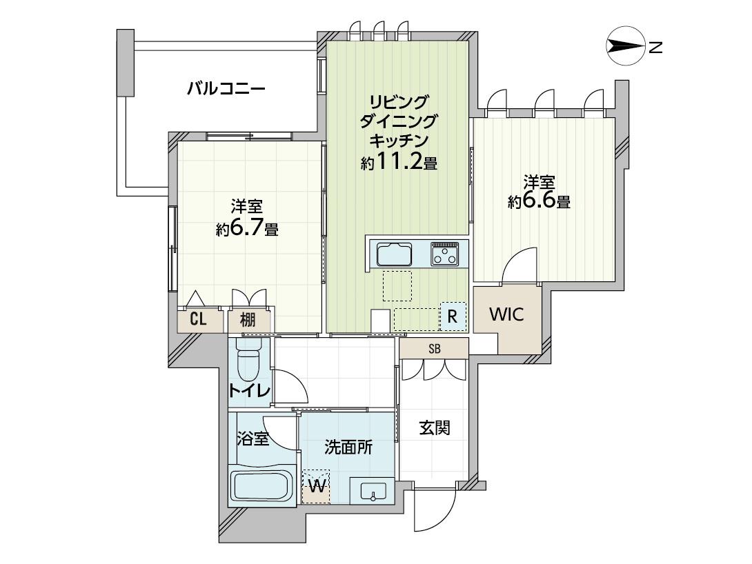 アニコフローラ東中野(2LDK/2階)の間取り写真