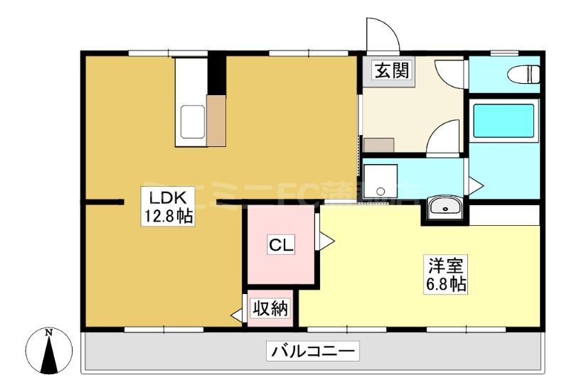 コーポいちかわ(1LDK/1階)の間取り写真