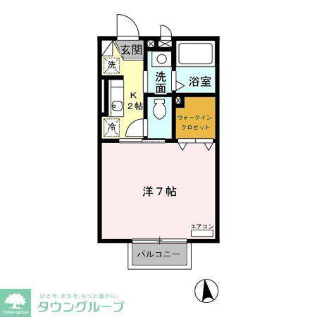 アリッサム(1K/2階)の間取り写真