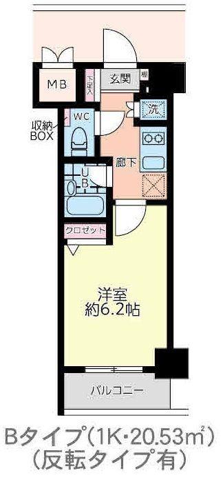 グランダジュール八丁堀(1K/4階)の間取り写真