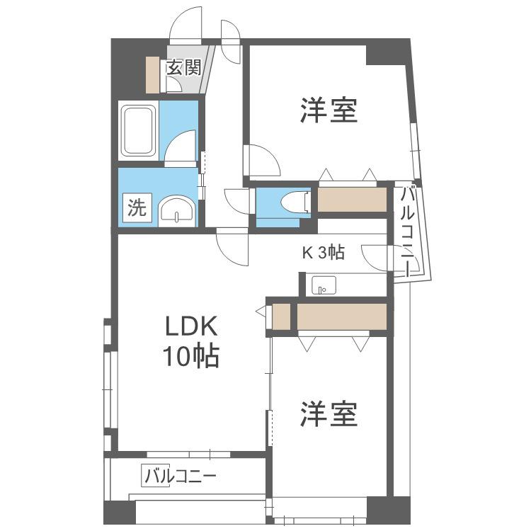 ノヴァ大通II(2LDK/2階)の間取り写真
