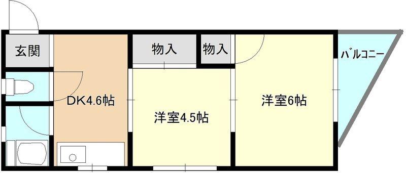 信濃ハイツ(2DK/3階)の間取り写真