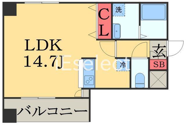 グレイス院内(1K/4階)の間取り写真