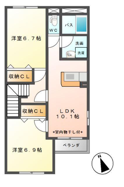 カーサ・デ・ピノ(2LDK/2階)の間取り写真