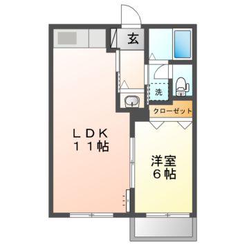 フォーブルいずみA棟(1LDK/2階)の間取り写真