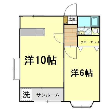 メゾン博文(1LDK/2階)の間取り写真