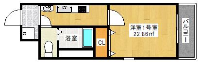 B-RISE元町(1K/4階)の間取り写真