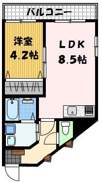 パレスリーガル(1LDK/4階)の間取り写真