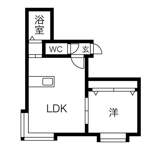 フレスノパーク月寒(1LDK/2階)の間取り写真