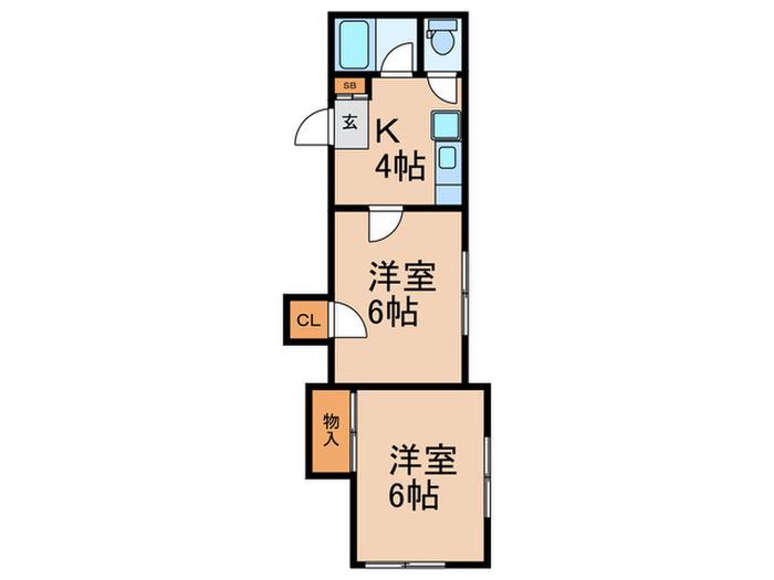 西山文化(2K/1階)の間取り写真