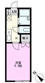 クラージュ南越谷(1K/1階)の間取り写真