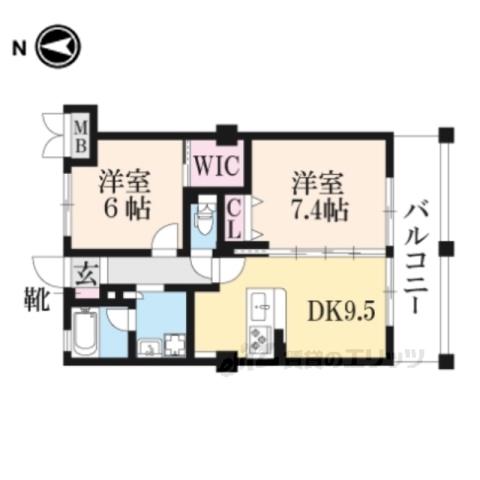 K-TERRACE学研奈良登美ヶ丘 南棟(2LDK/4階)の間取り写真