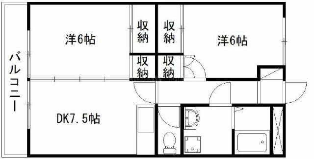 ノースハウス(2DK/2階)の間取り写真