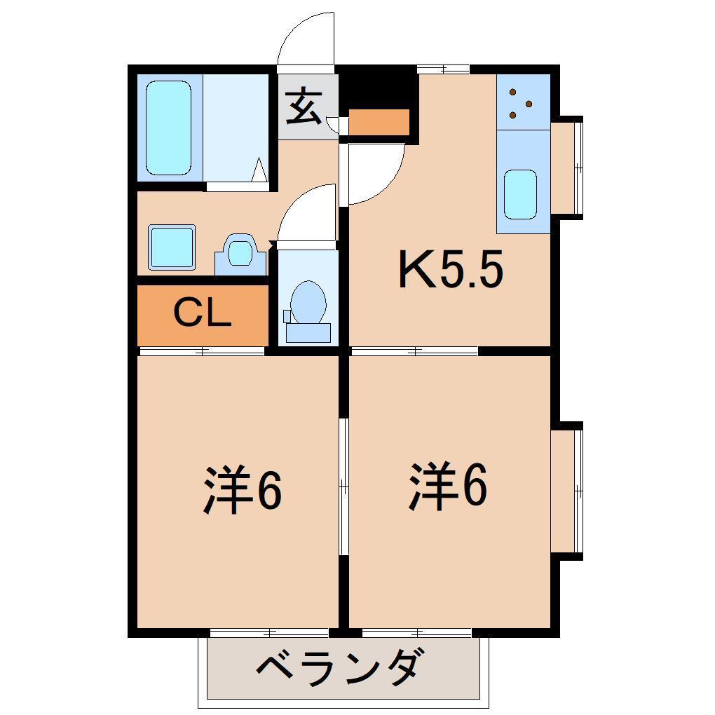 パセオマエハラ(2K/2階)の間取り写真