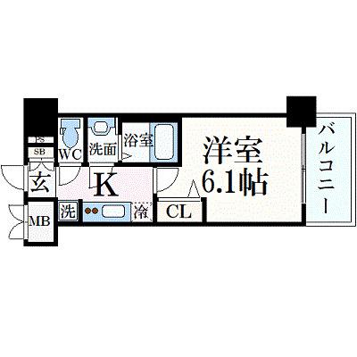 プレサンス THE MOTOYAMA(1K/4階)の間取り写真
