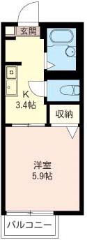 エスペランサ若宮台(1K/2階)の間取り写真
