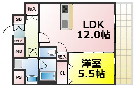 プレサンスOSAKA DOMECITYビーツ(1LDK/13階)の間取り写真