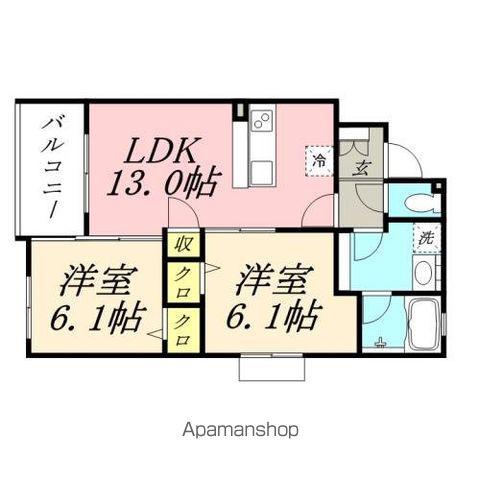 ヒューセック壱番館(2LDK/1階)の間取り写真