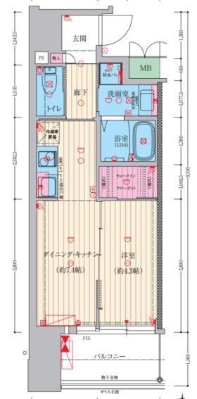 ファーストフィオーレ難波フォート(1DK/3階)の間取り写真