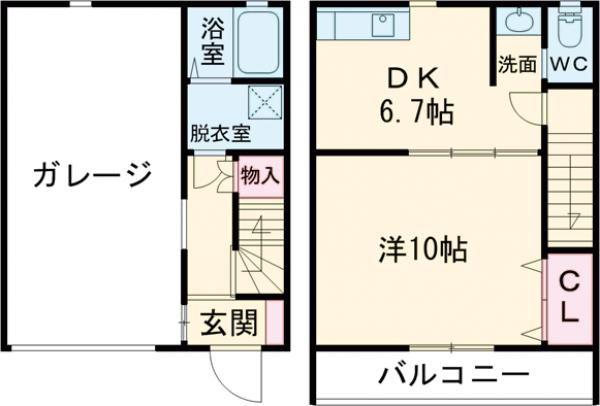 サンホークス(1DK/1階)の間取り写真